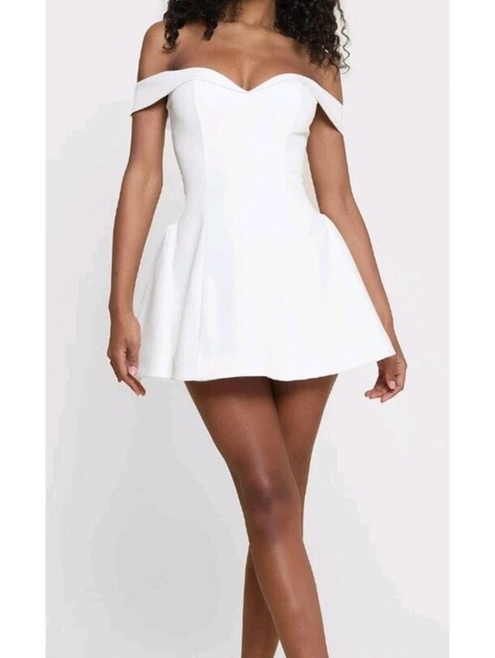 LEAU Raquel Babydoll Corset Mini Dress XS White Off Shoulder NWT